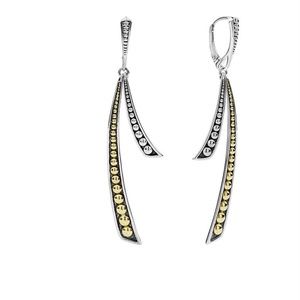 Lagos signature caviar curved drop earrings